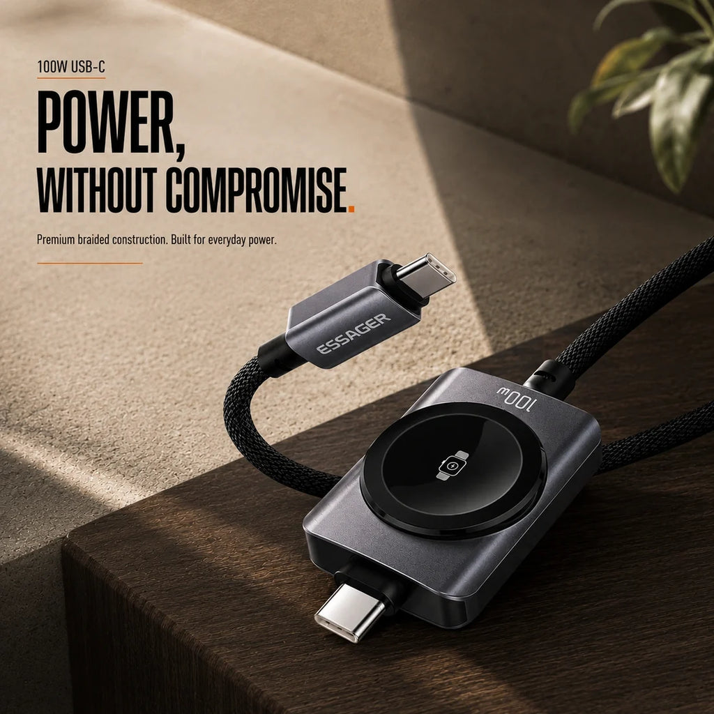 Duo Charge™ | 100W 2-in-1 USB-C + Apple Watch Charging Cable